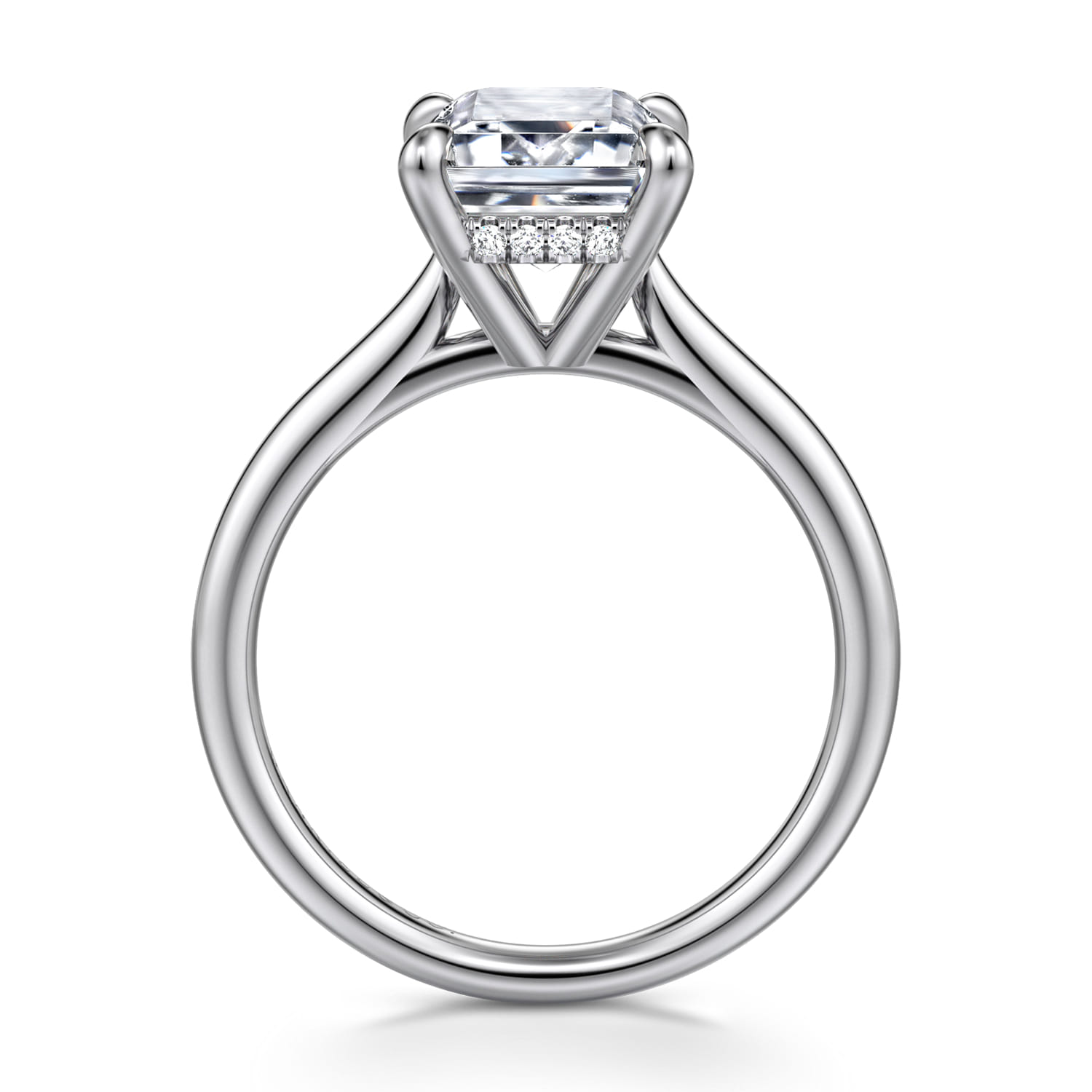 Aure - 14K White Gold Emerald Cut Solitaire Diamond Engagement Ring - 0.08 ct - Shot 2
