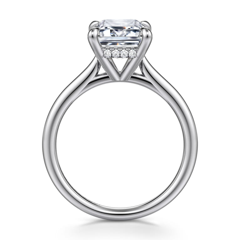 Aure - 14K White Gold Emerald Cut Solitaire Diamond Engagement Ring - 0.08 ct - Shot 2