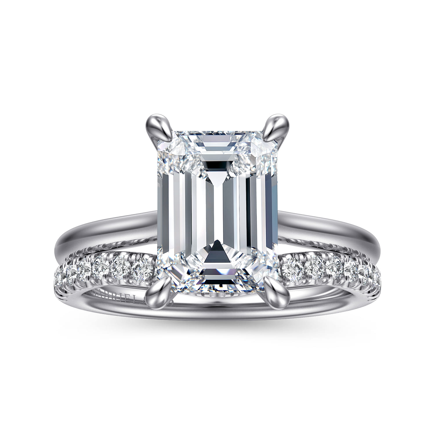 Aure - 14K White Gold Emerald Cut Solitaire Diamond Engagement Ring - 0.08 ct - Shot 4