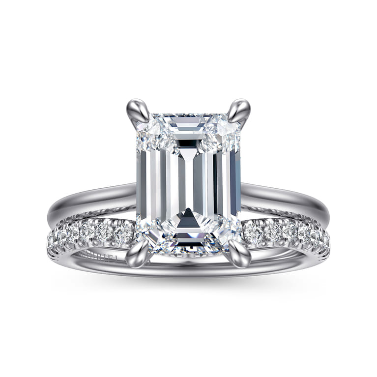 Aure - 14K White Gold Emerald Cut Solitaire Diamond Engagement Ring - 0.08 ct - Shot 4