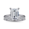 Aure - 14K White Gold Emerald Cut Solitaire Diamond Engagement Ring - 0.08 ct