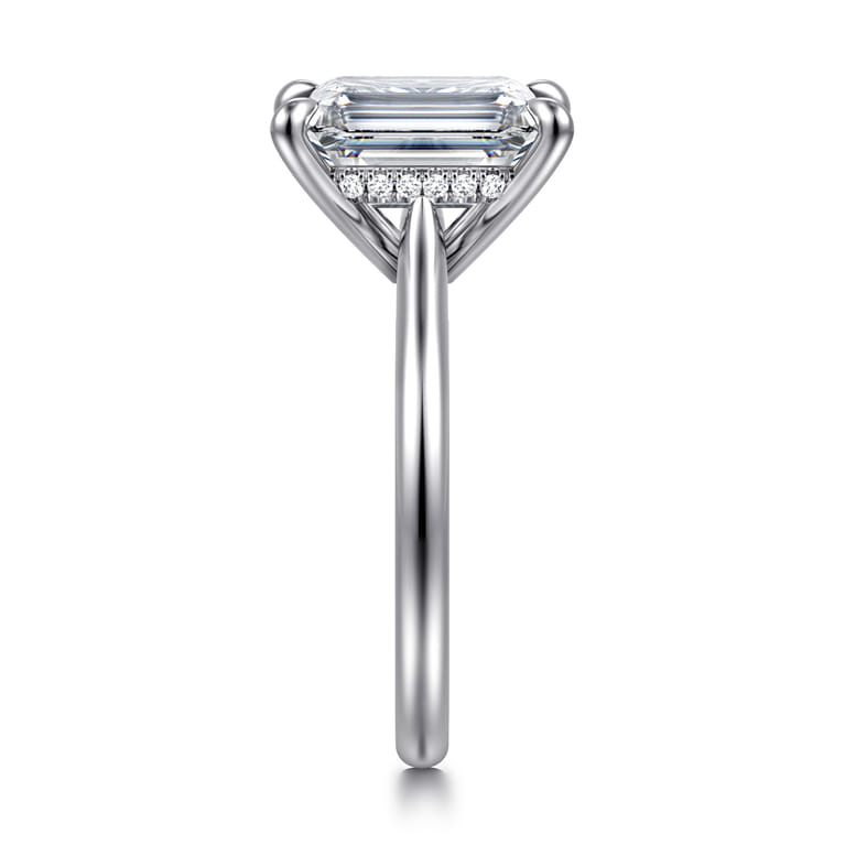 Aure - 14K White Gold Emerald Cut Solitaire Diamond Engagement Ring - 0.08 ct - Shot 5