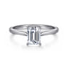 Aure - 14K White Gold Emerald Cut Solitaire Diamond Engagement Ring - 0.05 ct