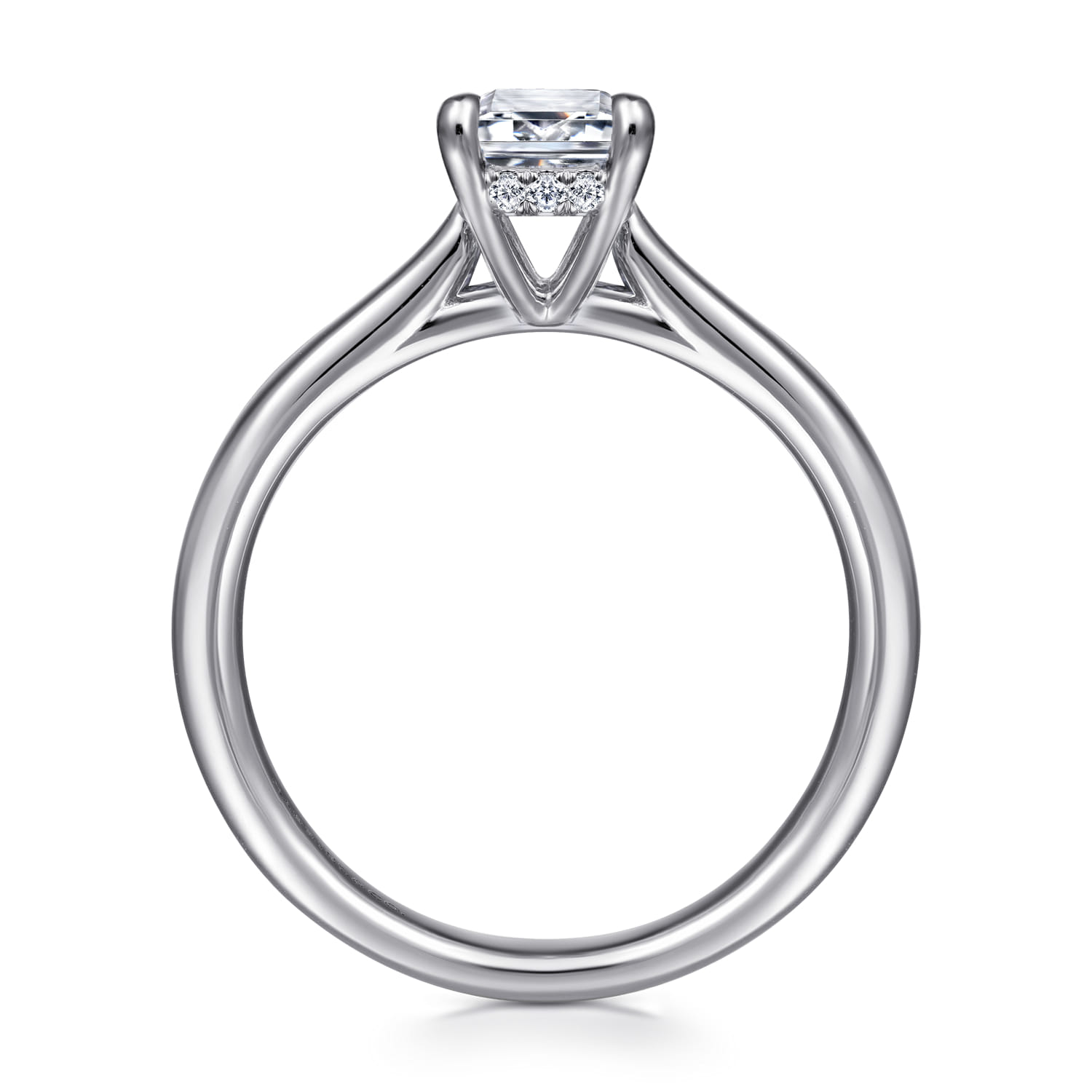 Aure - 14K White Gold Emerald Cut Solitaire Diamond Engagement Ring - 0.05 ct - Shot 2