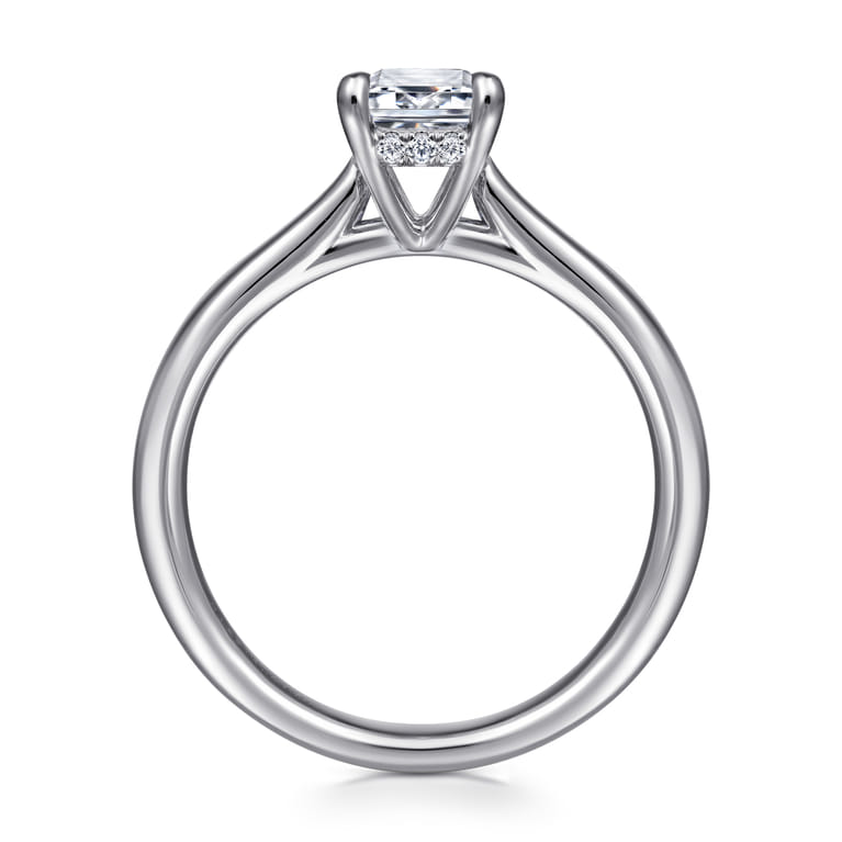 Aure - 14K White Gold Emerald Cut Solitaire Diamond Engagement Ring - 0.05 ct - Shot 2