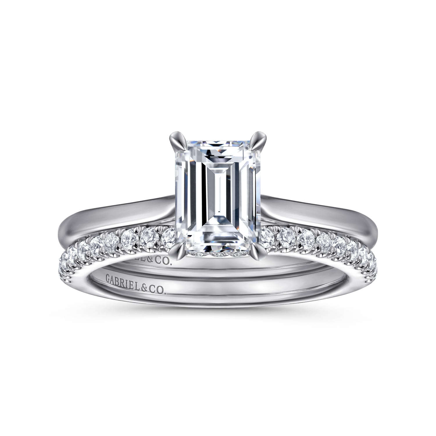 Aure - 14K White Gold Emerald Cut Solitaire Diamond Engagement Ring - 0.05 ct - Shot 4