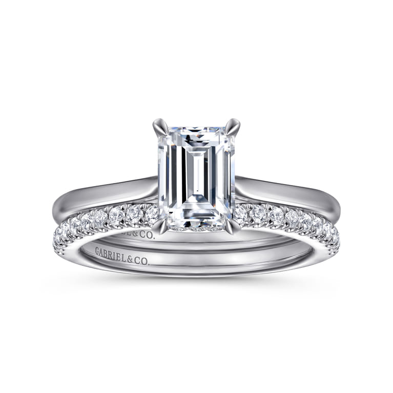 Aure - 14K White Gold Emerald Cut Solitaire Diamond Engagement Ring - 0.05 ct - Shot 4