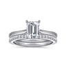 Aure - 14K White Gold Emerald Cut Solitaire Diamond Engagement Ring - 0.05 ct