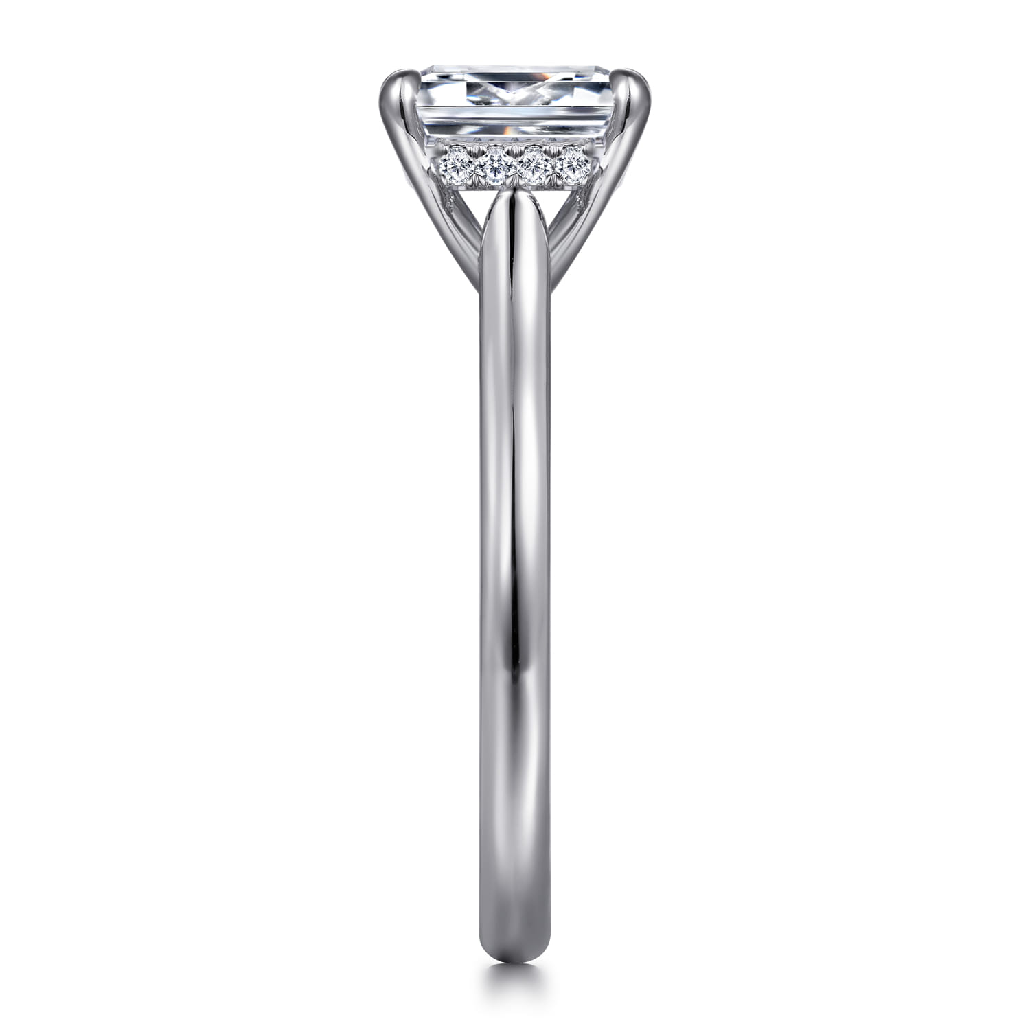 Aure - 14K White Gold Emerald Cut Solitaire Diamond Engagement Ring - 0.05 ct - Shot 5