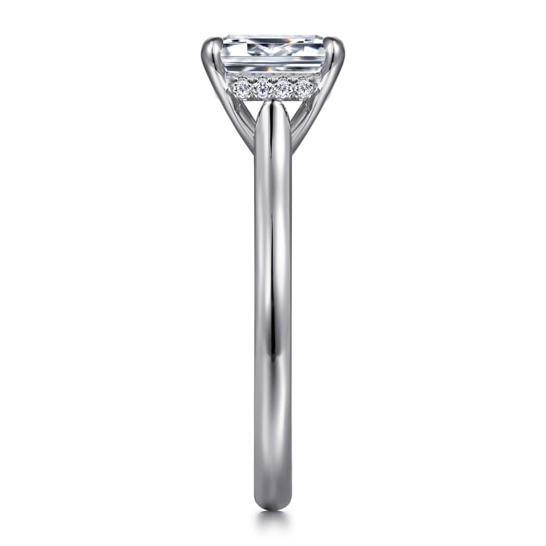 Aure - 14K White Gold Emerald Cut Solitaire Diamond Engagement Ring - 0.05 ct - Shot 5