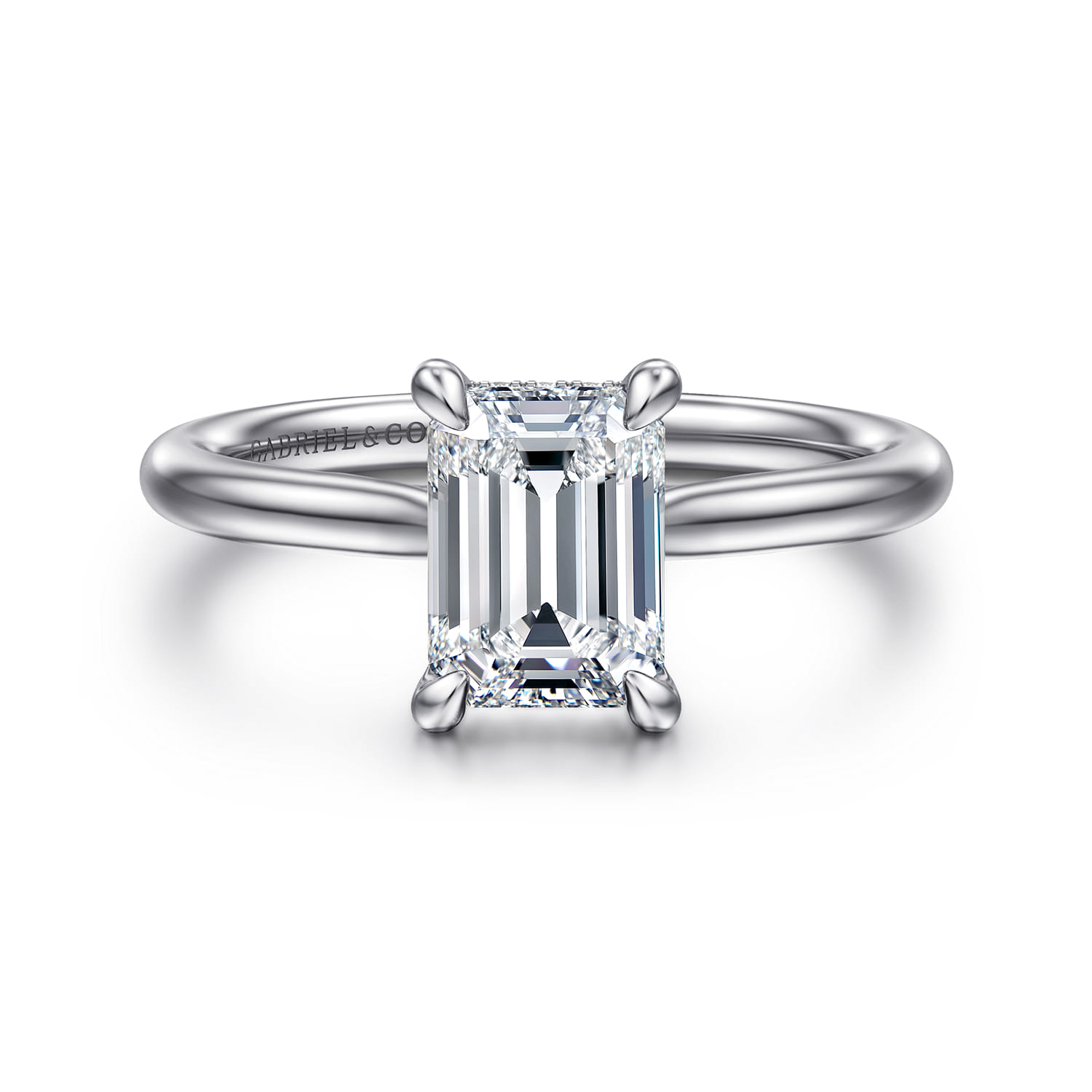 Aure - 14K White Gold Emerald Cut Solitaire Diamond Engagement Ring - 0.06 ct - Shot 1