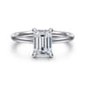 Aure - 14K White Gold Emerald Cut Solitaire Diamond Engagement Ring - 0.06 ct