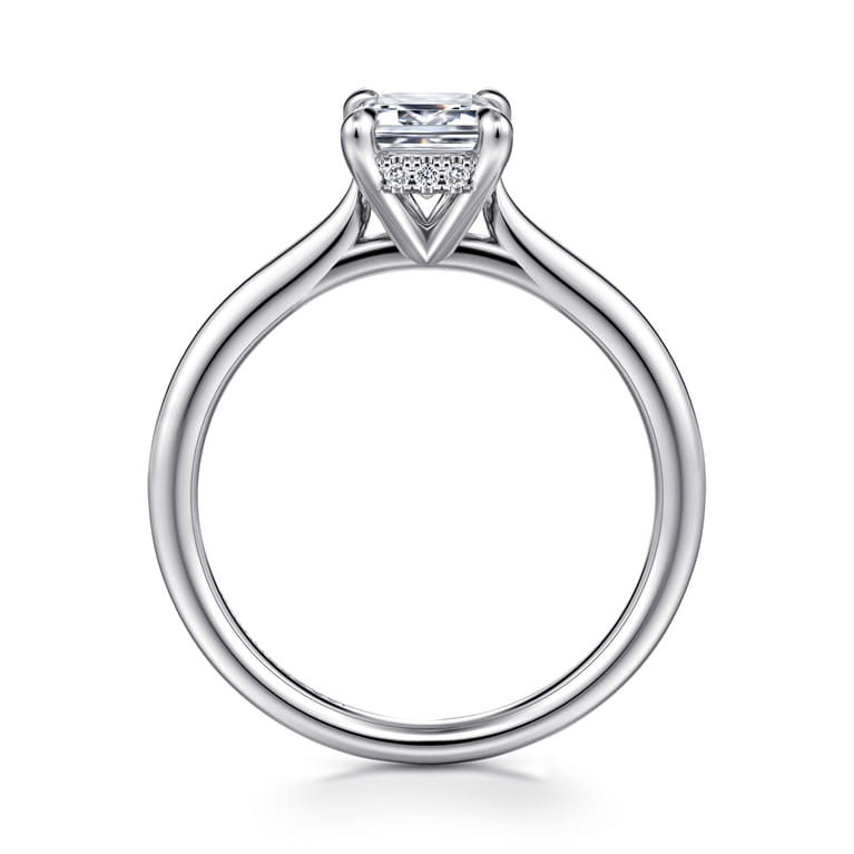 Aure - 14K White Gold Emerald Cut Solitaire Diamond Engagement Ring - 0.06 ct - Shot 2