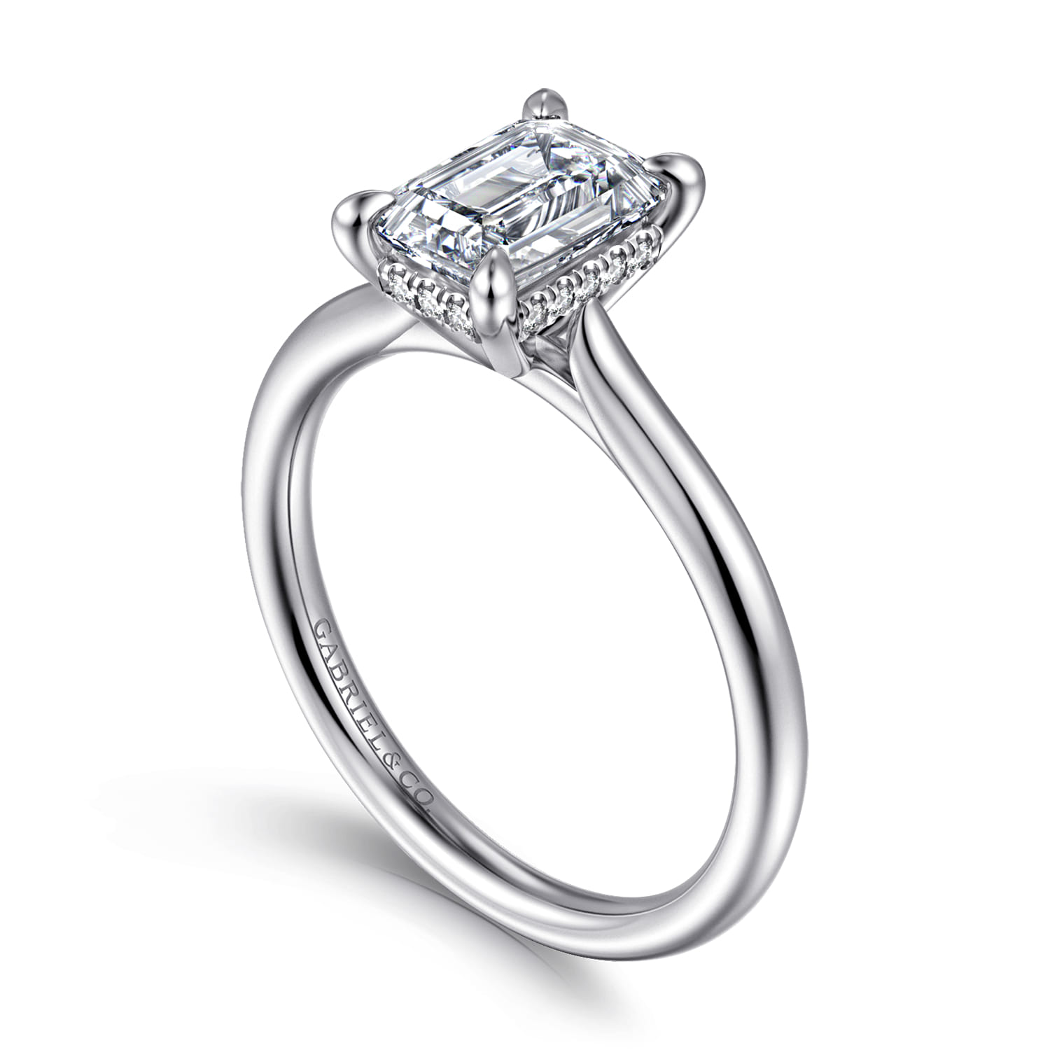Aure - 14K White Gold Emerald Cut Solitaire Diamond Engagement Ring - 0.06 ct - Shot 3