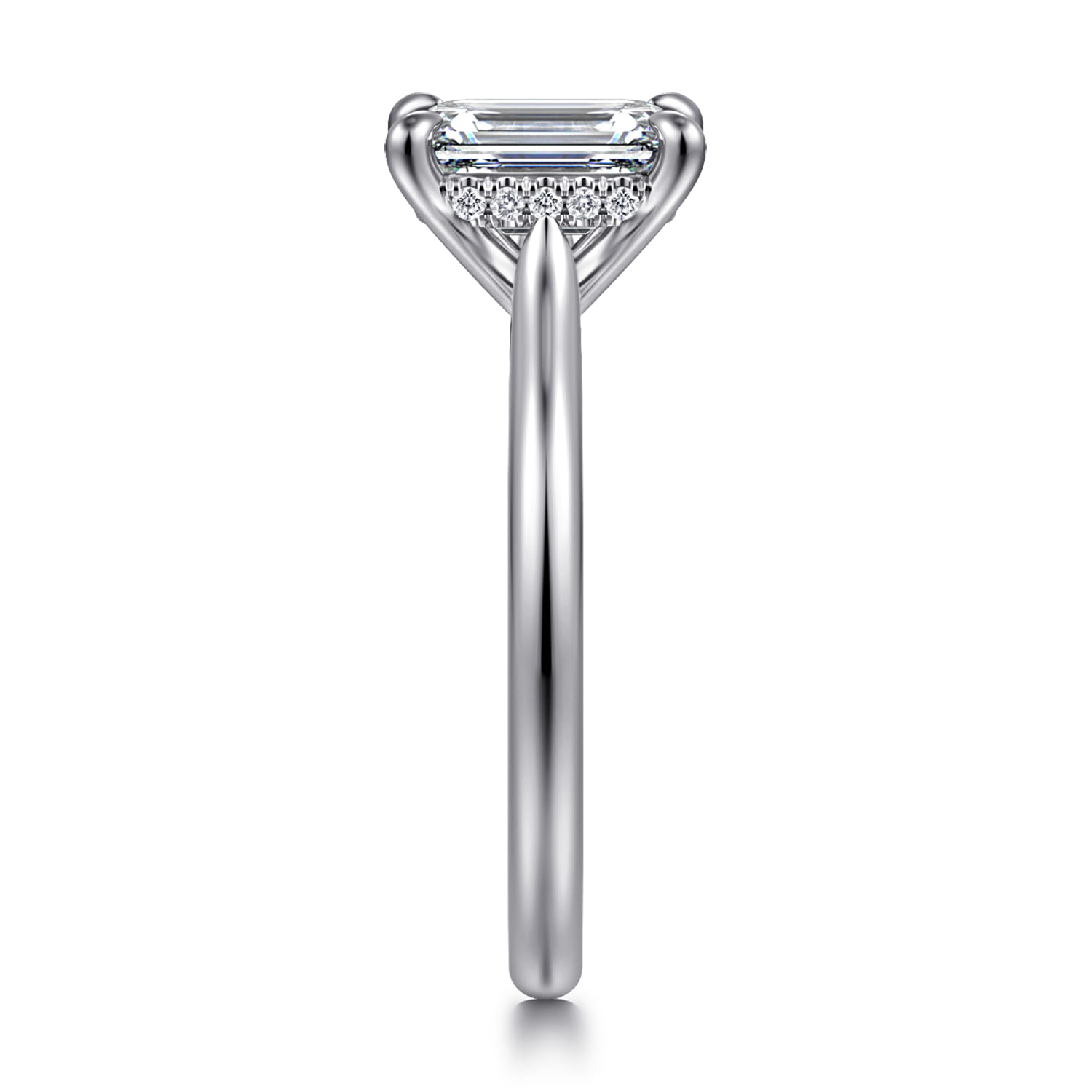 Aure - 14K White Gold Emerald Cut Solitaire Diamond Engagement Ring - 0.06 ct - Shot 4