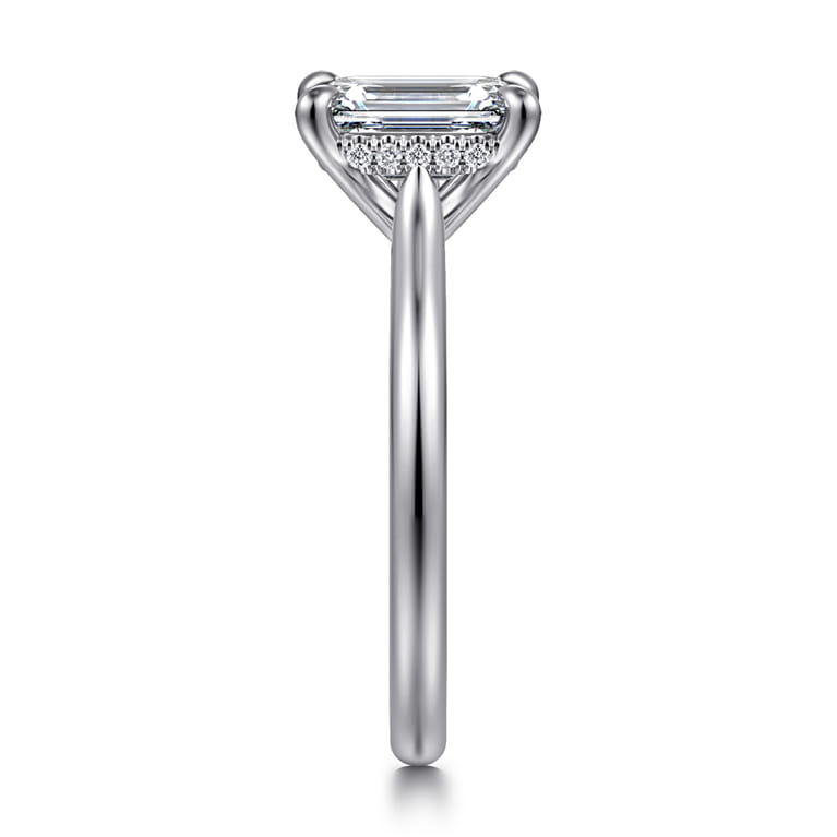 Aure - 14K White Gold Emerald Cut Solitaire Diamond Engagement Ring - 0.06 ct - Shot 4
