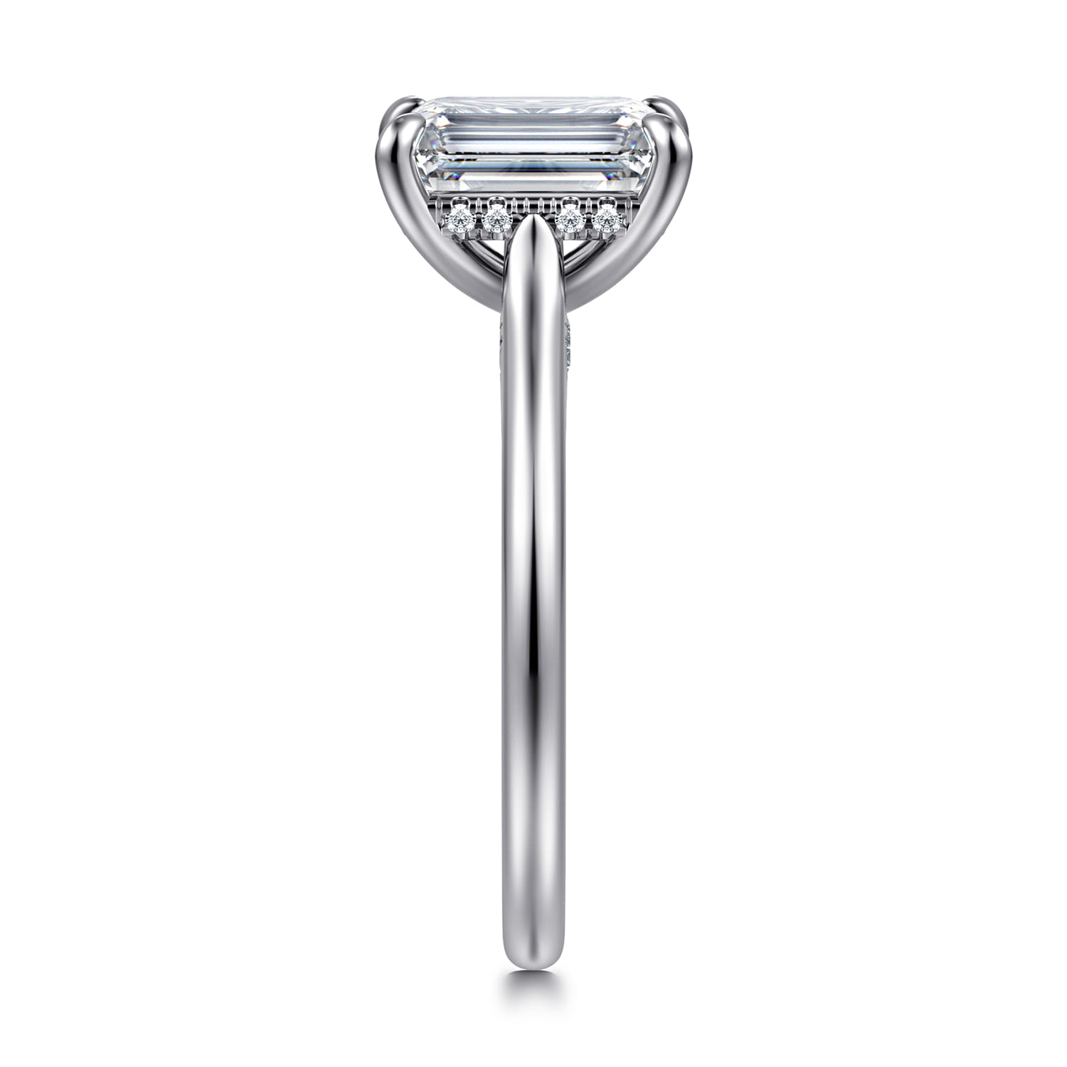Ericka - 14K White Gold Emerald Cut Diamond Engagement Ring - 0.13 ct - Shot 4
