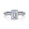 Aldon - 14K White Gold Emerald Cut Diamond Engagement Ring - 0.08 ct