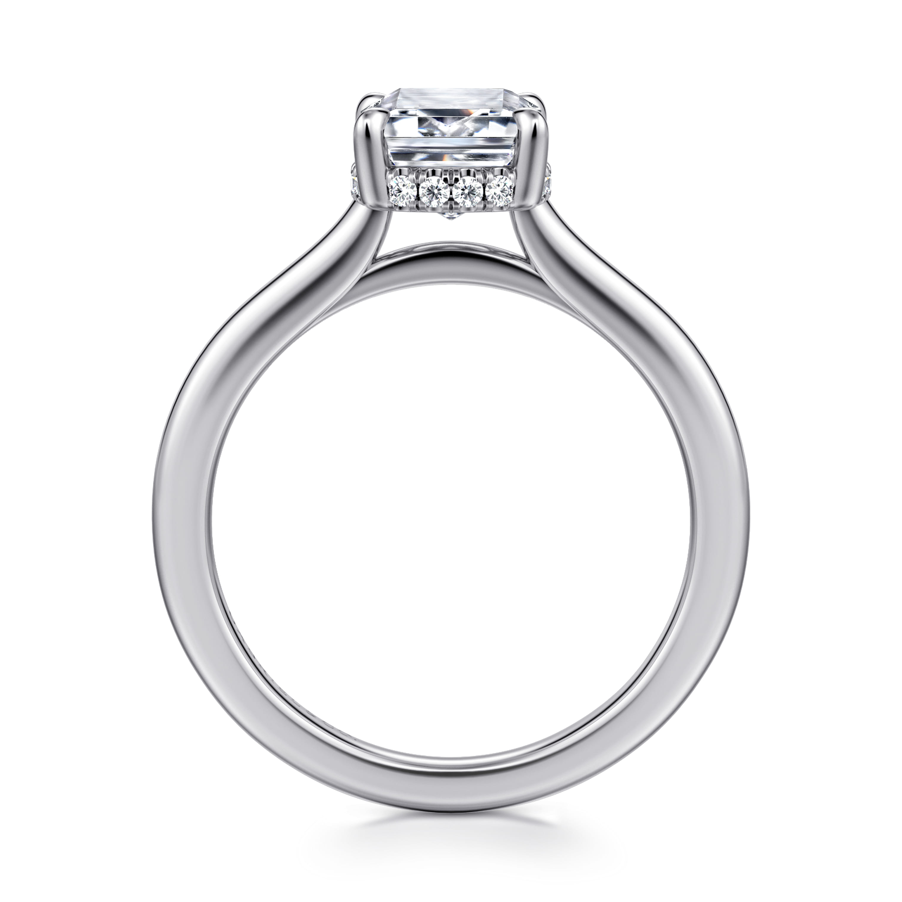 Aldon - 14K White Gold Emerald Cut Diamond Engagement Ring - 0.08 ct - Shot 2