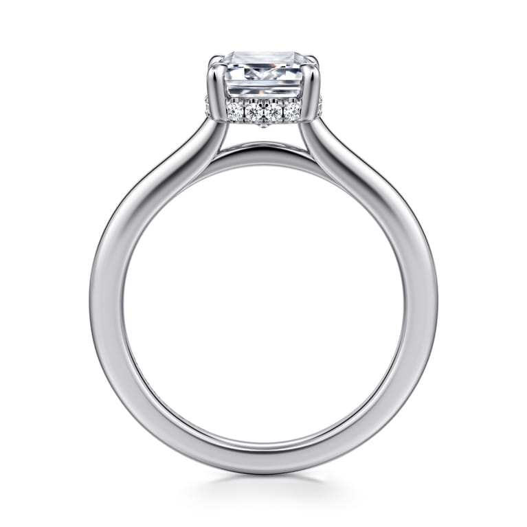 Aldon - 14K White Gold Emerald Cut Diamond Engagement Ring - 0.08 ct - Shot 2