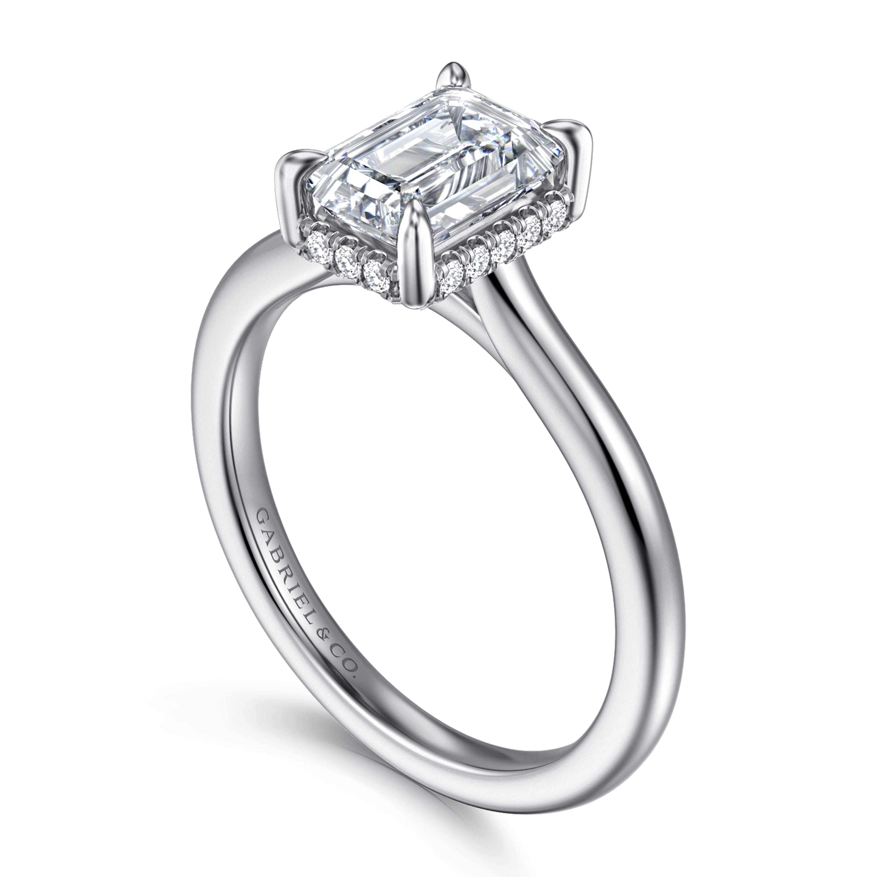 Aldon - 14K White Gold Emerald Cut Diamond Engagement Ring - 0.08 ct - Shot 3