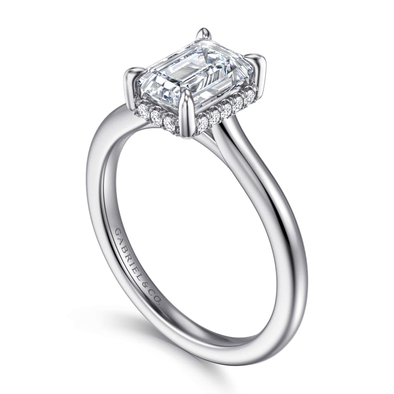 Aldon - 14K White Gold Emerald Cut Diamond Engagement Ring - 0.08 ct - Shot 3