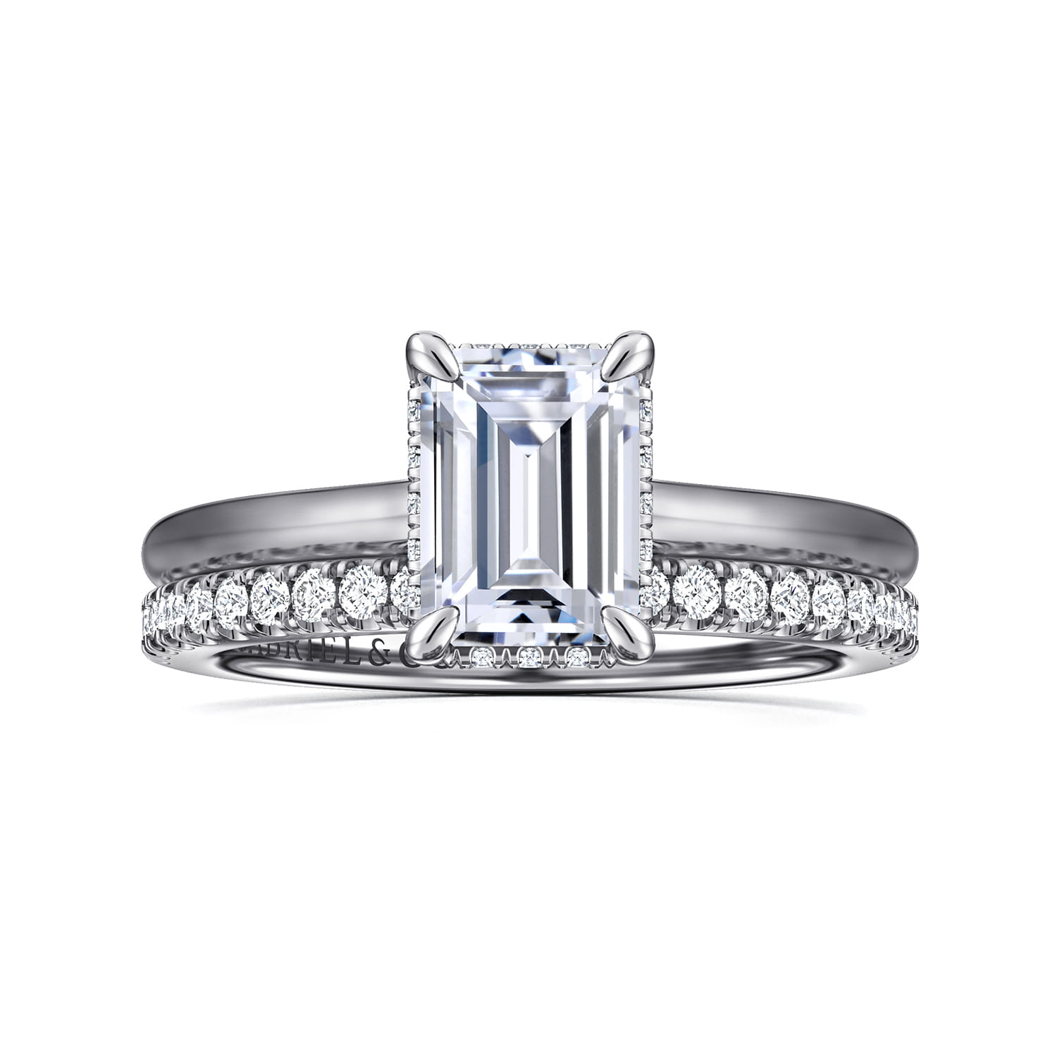 Aldon - 14K White Gold Emerald Cut Diamond Engagement Ring - 0.08 ct - Shot 4