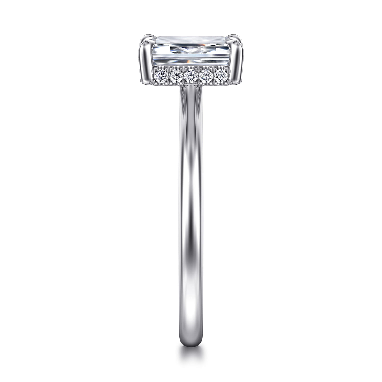 Aldon - 14K White Gold Emerald Cut Diamond Engagement Ring - 0.08 ct - Shot 5