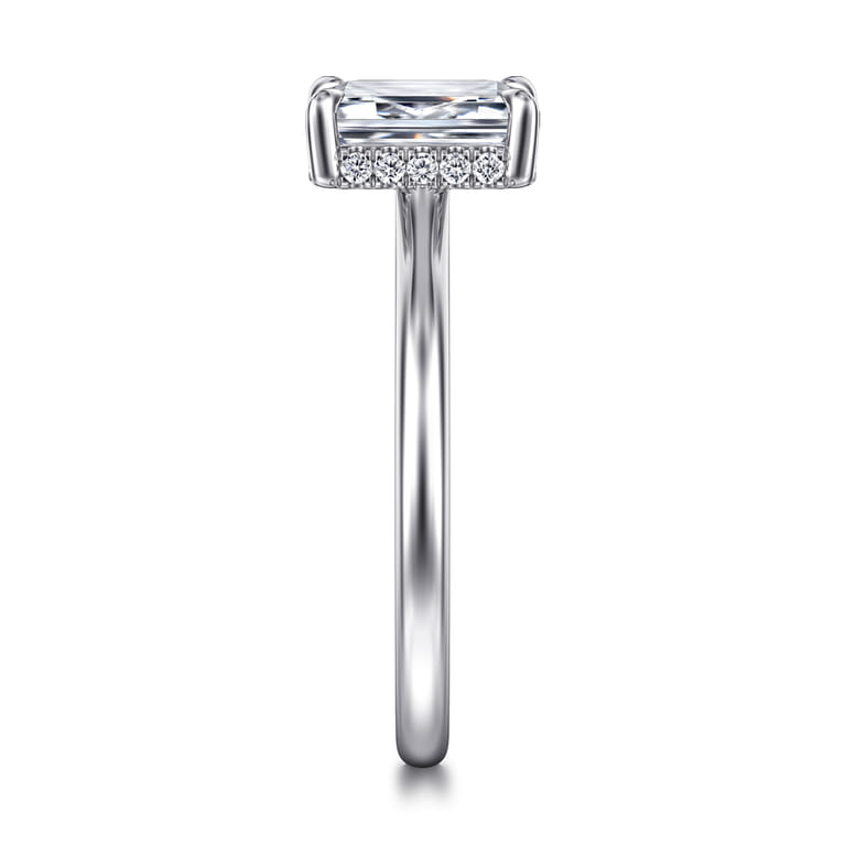 Aldon - 14K White Gold Emerald Cut Diamond Engagement Ring - 0.08 ct - Shot 5