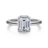 Reece - 14K White Gold Emerald Cut Bezel Prong Diamond Engagement Ring - 0.09 ct