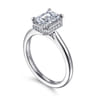 Reece - 14K White Gold Emerald Cut Bezel Prong Diamond Engagement Ring - 0.09 ct