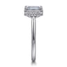 Reece - 14K White Gold Emerald Cut Bezel Prong Diamond Engagement Ring - 0.09 ct