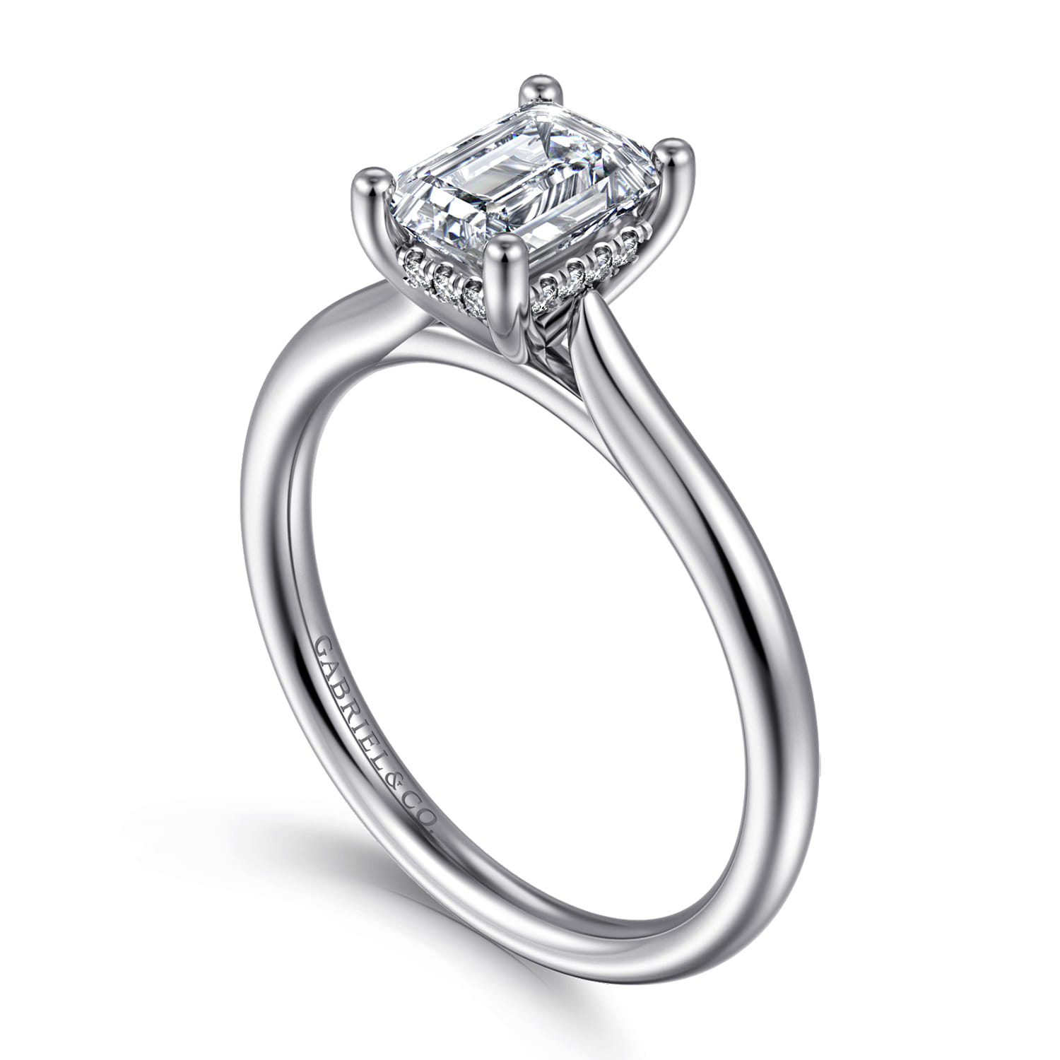 Azucena - 14K White Gold Emerald Cut Solitaire Diamond Engagement Ring - 0.05 ct - Shot 3