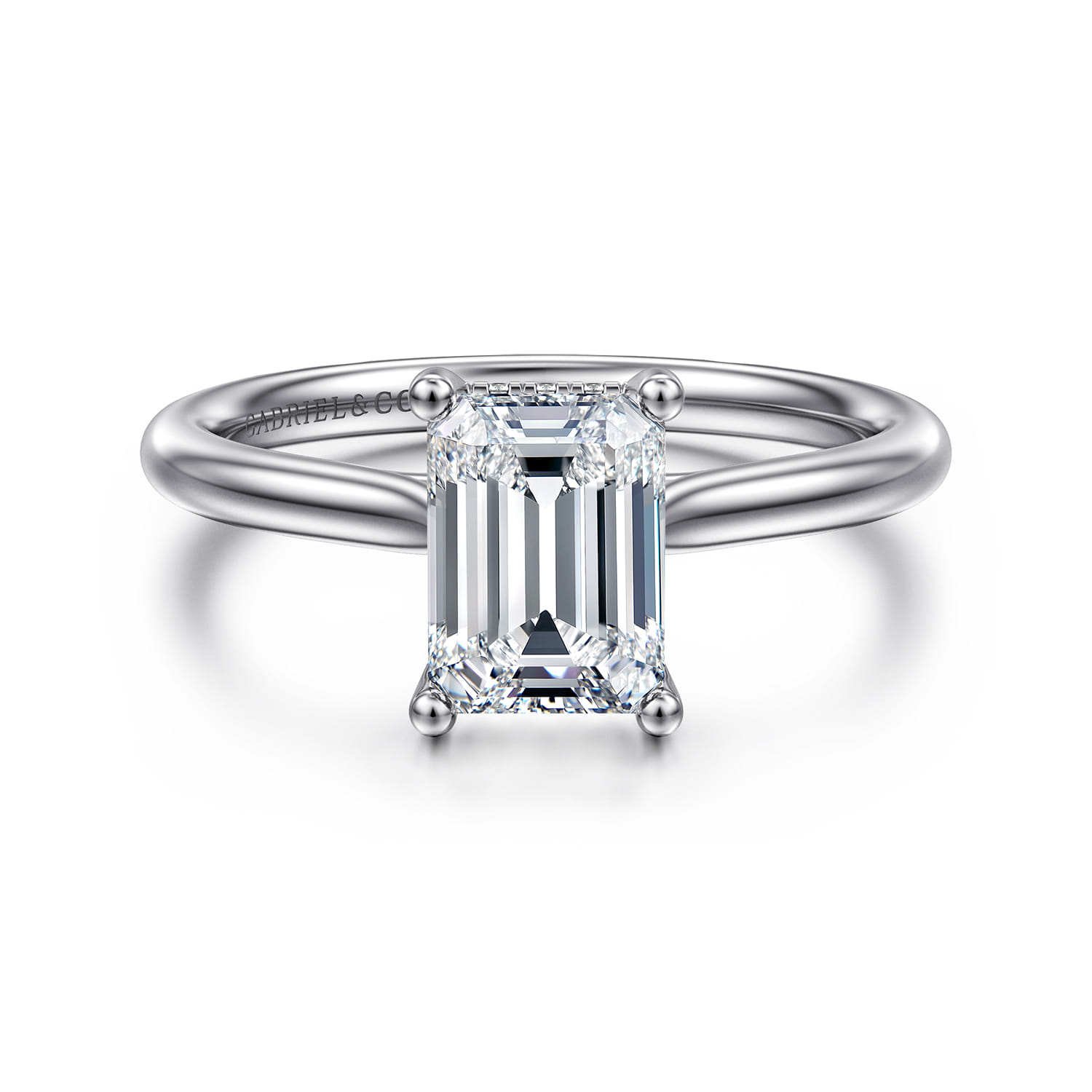 Azucena - 14K White Gold Emerald Cut Solitaire Diamond Engagement Ring - 0.06 ct - Shot 1