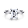 Azucena - 14K White Gold Emerald Cut Solitaire Diamond Engagement Ring - 0.08 ct