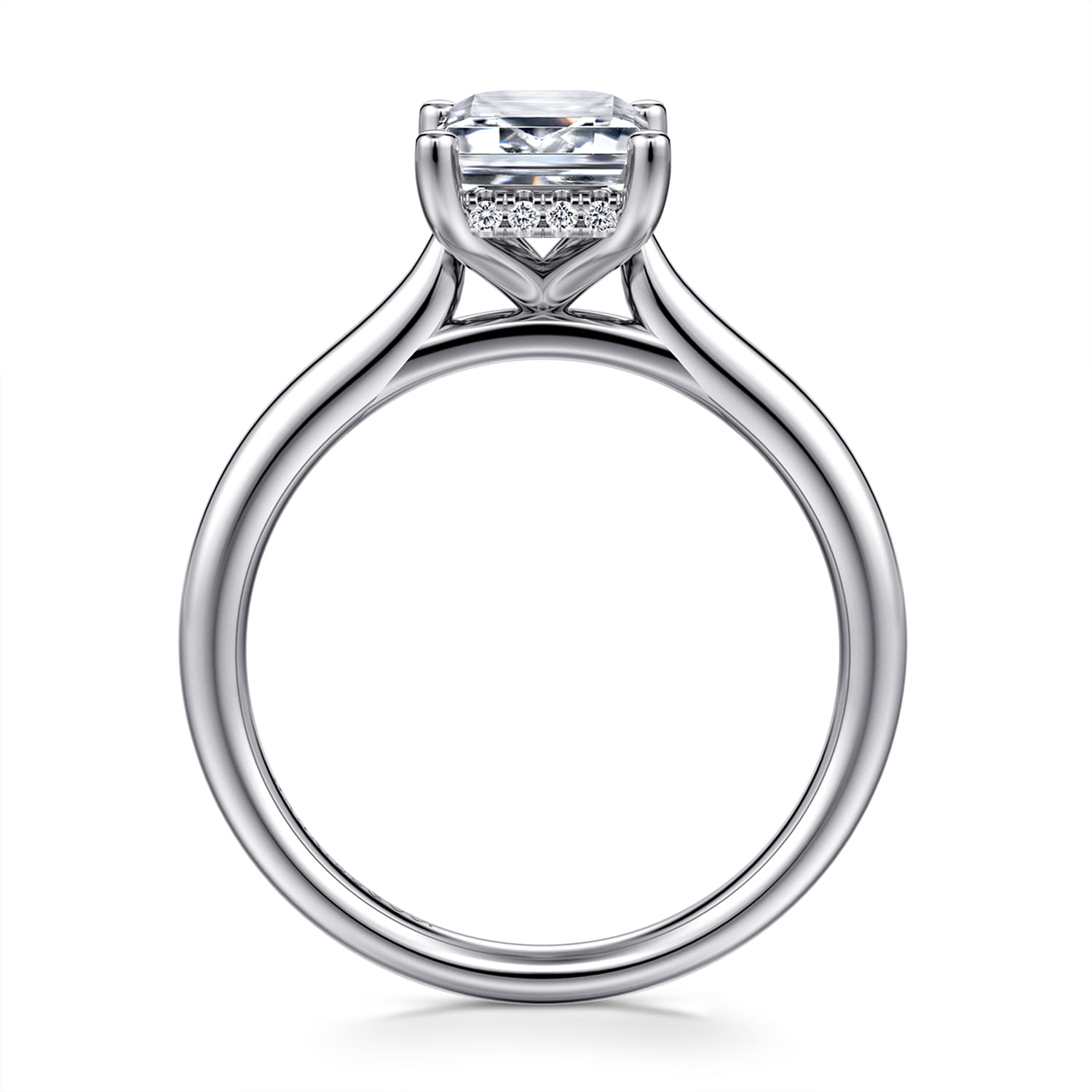 Azucena - 14K White Gold Emerald Cut Solitaire Diamond Engagement Ring - 0.08 ct - Shot 2