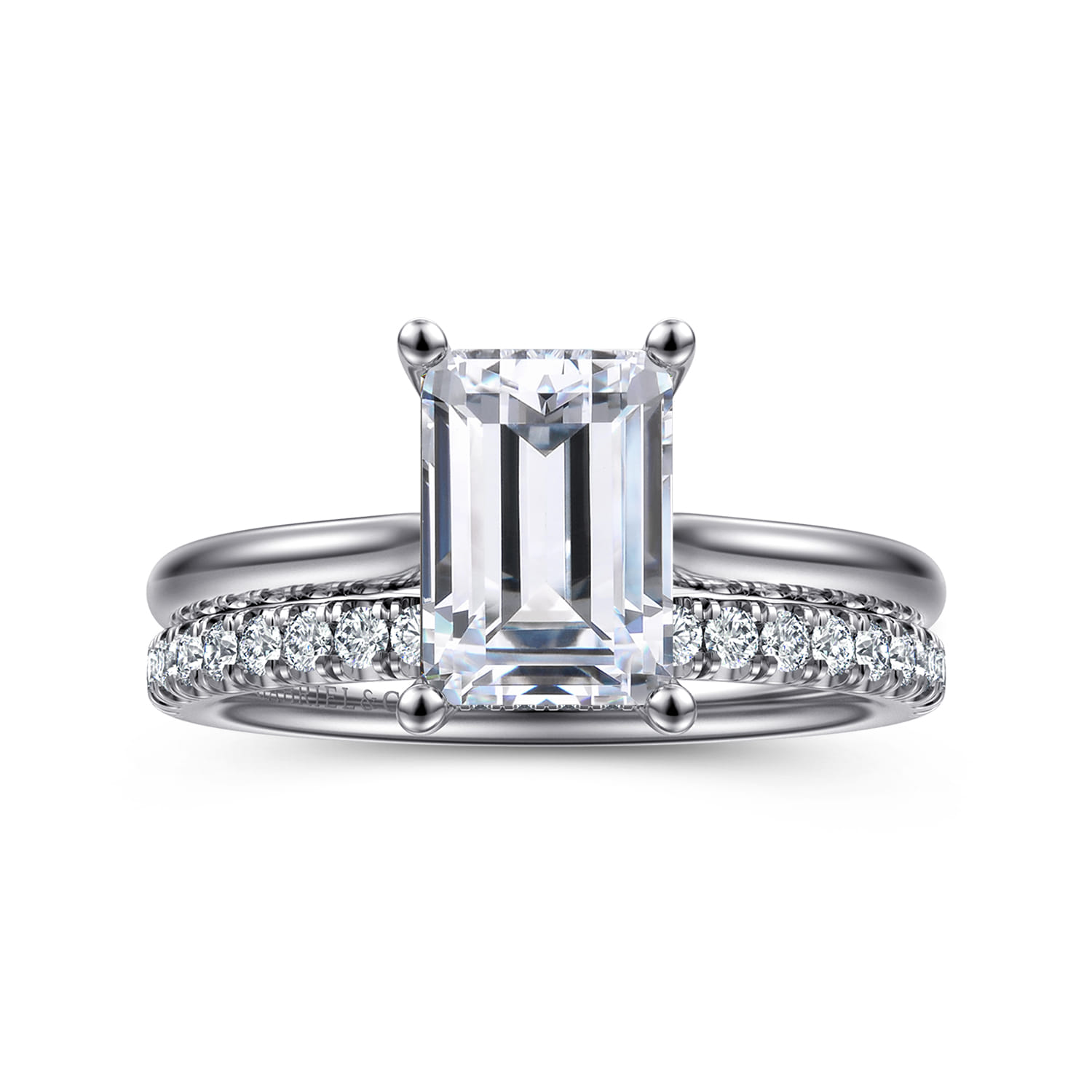 Azucena - 14K White Gold Emerald Cut Solitaire Diamond Engagement Ring - 0.08 ct - Shot 4