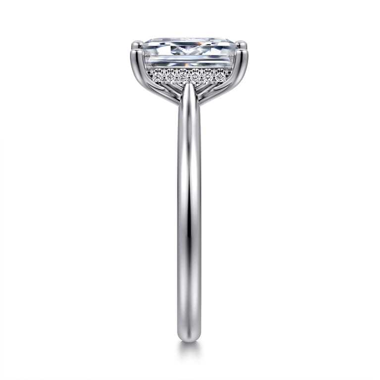 Azucena - 14K White Gold Emerald Cut Solitaire Diamond Engagement Ring - 0.08 ct - Shot 5