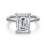 Lua - 14K White Gold Hidden Halo Emerald Cut Diamond Engagement Ring - 0.09 ct