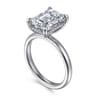 Lua - 14K White Gold Hidden Halo Emerald Cut Diamond Engagement Ring - 0.09 ct