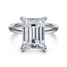 Lua - 14K White Gold Hidden Halo Emerald Cut Diamond Engagement Ring - 0.11 ct
