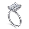 Lua - 14K White Gold Hidden Halo Emerald Cut Diamond Engagement Ring - 0.11 ct