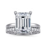 Lua - 14K White Gold Hidden Halo Emerald Cut Diamond Engagement Ring - 0.11 ct