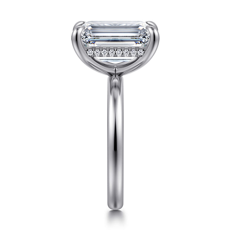 Lua - 14K White Gold Hidden Halo Emerald Cut Diamond Engagement Ring - 0.11 ct - Shot 5
