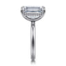 Lua - 14K White Gold Hidden Halo Emerald Cut Diamond Engagement Ring - 0.11 ct