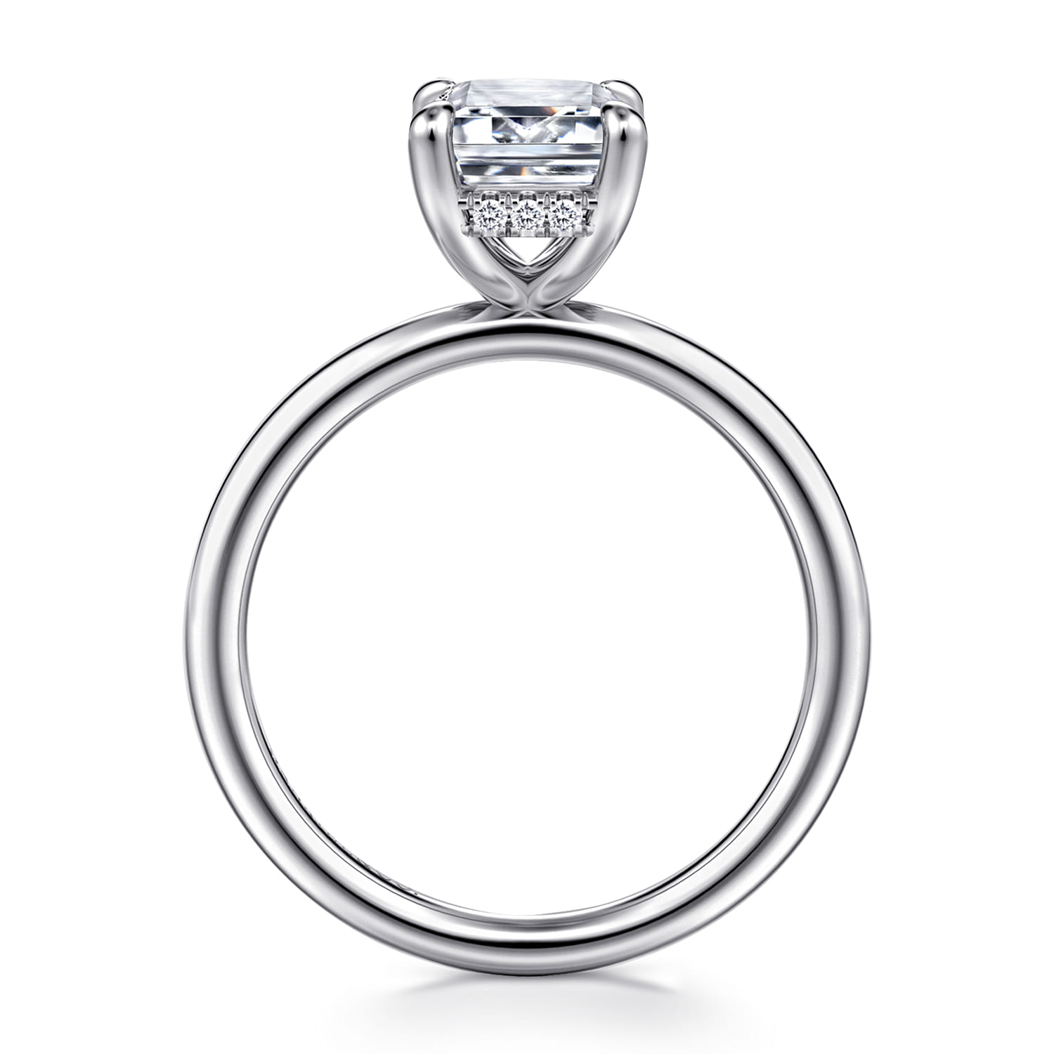 Anuk - 14K White Gold Emerald Cut Diamond Engagement Ring - 0.06 ct - Shot 2