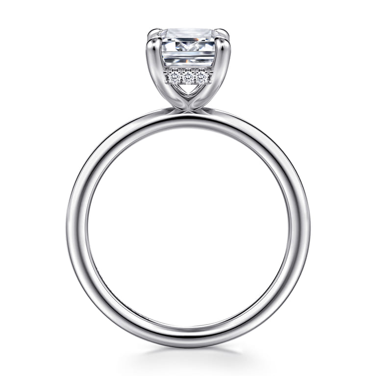 Anuk - 14K White Gold Emerald Cut Diamond Engagement Ring - 0.06 ct - Shot 2