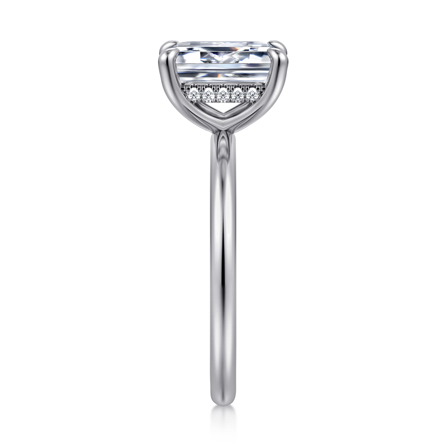 Anuk - 14K White Gold Emerald Cut Diamond Engagement Ring - 0.06 ct - Shot 4