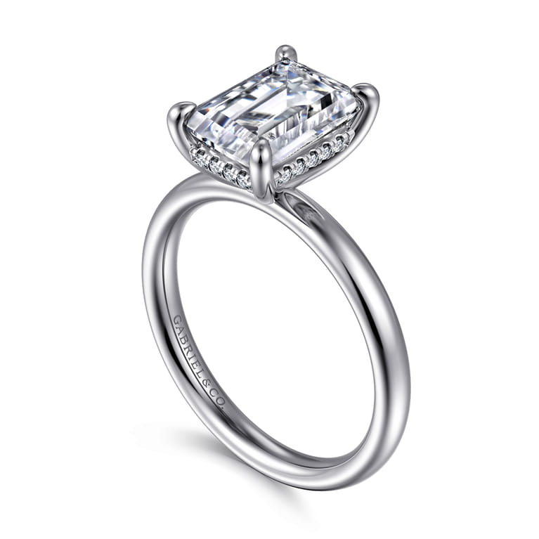 Peace - 14K White Gold Emerald Cut Diamond Engagement Ring - 0.07 ct - Shot 3