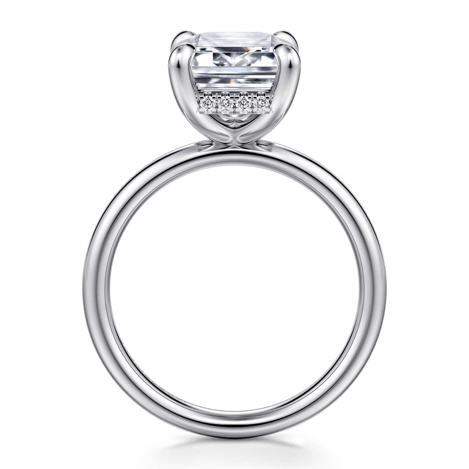 Peace - 14K White Gold Emerald Cut Diamond Engagement Ring - 0.1 ct - Shot 2